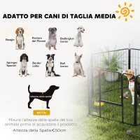 PawHut Recinto per Cani a 6 Pannelli Modulabili Pieghevole con Porta in Acciaio, Altezza 80 cm, Grigio Scuro(m-7)