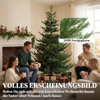 HOMCOM Weihnachtsbaum, Kunsttanne, realistisches Aussehen, schneller Aufbau, Kunststoff, Grün, 140 x 140 x 210cm(m-7)