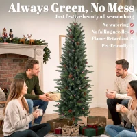 HOMCOM Slim Gracious Pine Xmas Tree, 6ft/180cm Artificial Christmas Tree with 688 Branch Tips, Foldable Steel Stand, Green(m-4)