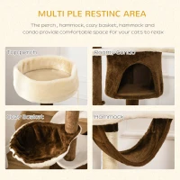 PawHut Cat Tree for Indoor Cats Scratching Tower House Activity Center Post Climbing Hammock Condo Perch 153 cm(m-6)