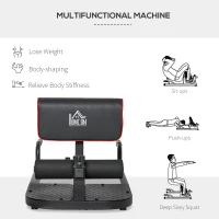 HOMCOM Squat Machine with Push Up Stand, Padded Hip Thrust Bench with Adjustable Cushion for Home Gym Work Out, Black(m-7)