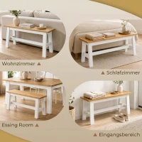 HOMCOM Zitbank voor 2, Houten Bank in Eikenlook, Stabiliserende Dwarsbalk, voor Woonkamer, Eetkamer, Hal, Rubberhout, Wit(m-5)