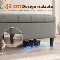 HOMCOM Panca Contenitore Imbottita 136L in Finta Pelle, 110x41x42 cm, Grigio(m-6)