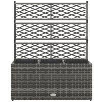 Outsunny Fioriera con Grigliato con 3 Vasi in Rattan PE Grigio