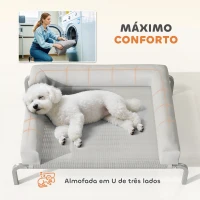 PawHut Cama Elevada para Cães com Latertais Amovíveis Cama Elevada para Cães Pequenos Portátil com Malha Respirável 90x65x30 cm Cinza(m-5)