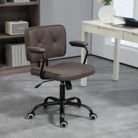 Vinsetto Bürostuhl Computerstuhl, Retrodesign, Knopfheftung, Kunstleder, höhenverstellbar, Kaffee(m-10)