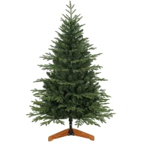 HOMCOM 150cm Artificial Christmas Tree Full Hinged Xmas Tree Solid Pine Wood Stand, Green(m-14)