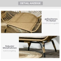 Outsunny Rotan Stoel in Mandvorm Rotan stoel met zitkussen tuinstoel metaal(m-7)