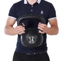 HOMCOM Kettlebell 12kg per Sport e Fitness con Base Piatta e Impugnatura, Kettlebell Pesi per Allenamento Home Gym Casa e Palestra, 27x21x31 cm, Nero(m-8)