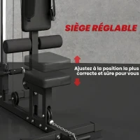 SPORTNOW Station de musculation Station à Poulie, tirage poitrine - lat pulldown machine - banc de musculation Musculation(m-6)