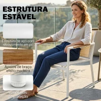 Outsunny Conjunto de Jardim Exterior com Sofá de 2 Lugares 2 Poltronas e Mesa com Tampo Metálico Assentos Respiráveis Creme(m-6)