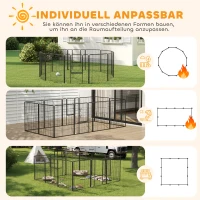 PawHut Puppyren 12-delig opvouwbare puppyren met 2 deuren 12 spijlenpanelen staal elk 80x100 cm grijs(m-4)