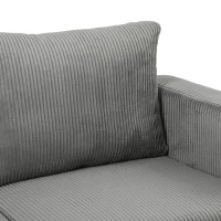 HOMCOM Sofá de 2 Lugares em Bombazina com Assento Largo e Profundo e Pés de Madeira 170x80x82 cm Cinzento-claro(m-7)