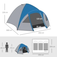 Outsunny Dubbelwandige koepeltent familietent voor 4 personen outdoor iglo waterdicht(m-3)