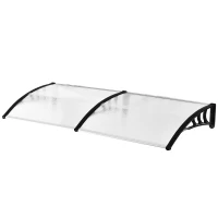 Outsunny Front Door Canopy Outdoor Awning Aluminium Rigid Plastic Polycarbonate Rain Shelter UV Water Rain Resistant 75 x 195 cm White(m-10)