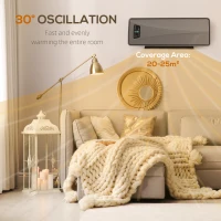 HOMCOM 2000W Ceramic Electric Heater with Fan, Adjustable Thermostat, Wall Mounted - Grey(m-6)