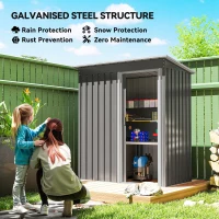 Outsunny 5 x 3ft Garden Storage Shed with Sliding Door and Sloped Roof Outdoor Equipment Tool, Light Grey(m-4)