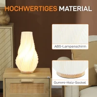 HOMCOM Smart Tischlampe mit App-Steuerung, Alexa-kompatibel, Kunststoff, Holz, Weiß(m-8)
