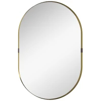 HOMCOM Wall Mirror, Bathroom Mirror with Elevated Aluminium Alloy Frame, 60 x 90 cm, Gold Tone(m-1)