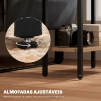 HOMCOM Mesa Auxiliar Estreita de 3 Níveis com Prateleiras Abertas e Estrutura de Aço para Sala e Quarto 43x18x62,5cm Carvalho(m-6)