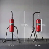 SPORTNOW Punching Bag with Stand for Adults, Freestanding Boxing Stand with Heavy Bag and Weight Plate Storage, Red(m-3)