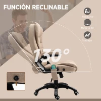 Vinsetto Silla Oficina con Masaje de 6 Puntos con Función Basculante con Calefacción Altura Ajustable 67x74x107-116 cm cm Caqui(m-7)
