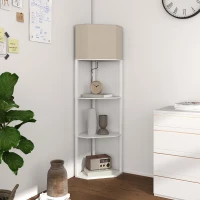 HOMCOM Corner Floor Lamp with Shelves, Tall Standing Lamps for Living Room, with Pull Chain Switch Bulb not Included, White(m-8)