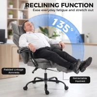 HOMCOM Executive Office Chair, Leathaire Big and Tall Office Chair 180 kg with Wide Seat, Reclining, Lumbar Support, Grey(m-8)