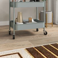 HOMCOM Multifunctionele Keukenkar, 3 Planken, 4 Wielen, 45 cm x 30,6 cm x 79 cm, Lichtblauw(m-9)