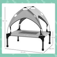 PawHut Hondenbed met Dak, Outdoor, Draagbaar, Waterbestendig, tot 30 kg, 61 x 46 x 63 cm, Lichtgrijs(m-3)
