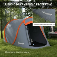 Outsunny Tenda da Campeggio Pop Up Impermeabile con Accessori e Borsa di Trasporto, 245x148x105 cm, Grigio(m-5)
