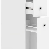 HOMCOM Smalle hoge badkamerkast, 135 cm badkamerkast met 2 lades, wit(m-13)