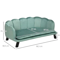 PawHut Hondenbank met rugleuning huisdierenbank hondenbed zachte bekleding kattenbank groen(m-3)