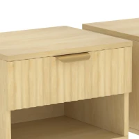 HOMCOM Floating Nightstands Set of 2, Modern Wall-Mounted Bedside Tables with Fluted Drawer and Open Shelf for Bedroom, Oak(m-10)