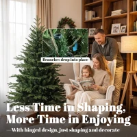 HOMCOM 150cm Artificial Christmas Tree Full Hinged Xmas Tree Solid Pine Wood Stand, Green(m-6)