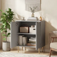 HOMCOM Sideboard Buffet Cabinet, Modern Kitchen Storage Cabinet with Adjustable Shelf and Metal Legs, Grey(m-2)