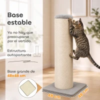 PawHut Poste Rascador para Gatos Altura 75,5 cm Rascador para Gatos Interior Base Estable y Cuerda de Sisal Natural Gris Claro(m-20)