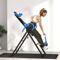 HOMCOM Mesa de Inversão Dobrável com Cinto de Segurança Altura Regulável para Utilizadores de 1,30 a 1,90 m 79x114x153 cm Preto e Azul(m-8)