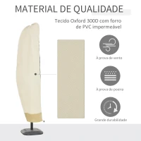 Outsunny Capa Protetora de Chapéu de Sol Ø56x220 cm Capa para Chapéu de Sol Resistente para Jardim com  Zíper Tecido Oxford Bege(m-4)