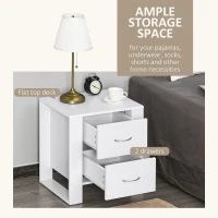HOMCOM Bedside Table Set of 2 with 2 Drawers, Nightstands with Handles and Elevated Base, Side Tables for Bedroom, Living Room, White(m-4)