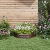 Outsunny Plantenbak Tuinbak Kruidenbak, weerbestendig, open bodem, 113 x 98 x 30 cm, Donkerbruin(m-2)