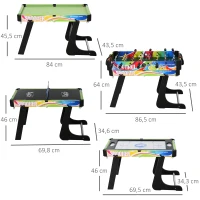HOMCOM Tischspiel 4 in1 Tischbillard, Tischfußball, Tischtennis, Hockey, Kickertisch, Multigame für Erwachsener(m-3)