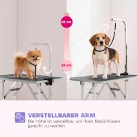 PawHut Trimtafel voor honden verzorgingstafel met riem inklapbaar stalen poten antislip tafelblad 81x48,5x80 cm Zwart(m-4)