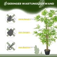 Outsunny Kunstmatige Bamboe, Kunstplant, Decoratieve Plant met Pot, Kunstboom, Boomdecoratie, 150 cm(m-6)