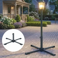 Outsunny Sonnenschirmständer Klappbarer Schirmständer Rohrdurchmesser 38 und 48 mm Kreuzständer für Sonnenschirme, Dunkelgrau(m-9)