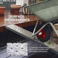 HOMCOM Rampe de chargement pliable 230 kg, rampe d'accès motos en acier galvanisé sangles de sécurité, 190 x 22 x 8 cm, argent(m-6)