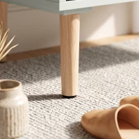 HOMCOM Cômoda 4 Gavetas em Madeira e Rattan PVC, Estilo Boêmio, para Quarto, Entrada, Corredor, 80x40x109,2cm, Verde Sálvia(m-9)