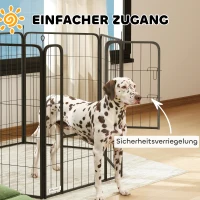 PawHut Hondenren met 6 Panelen, Stevig met Veilige Deur, Voor Binnen en Buiten, Tuin, Camping, 100 cm Hoog(m-5)