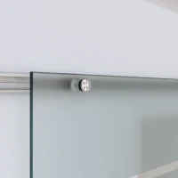 HOMCOM Porta Scorrevole Interna in Vetro Smerigliato e Satinato con Binario B3 in Alluminio per Bagno Cucina Studio Vetro 205x 90x 0,8cm(m-8)