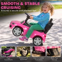 AIYAPLAY 3 in 1 Licensed Benz Ride on Push Car with Handle, Canopy, Guardrails, Horn, Music, Storage for 12-36 Months, Pink(m-8)